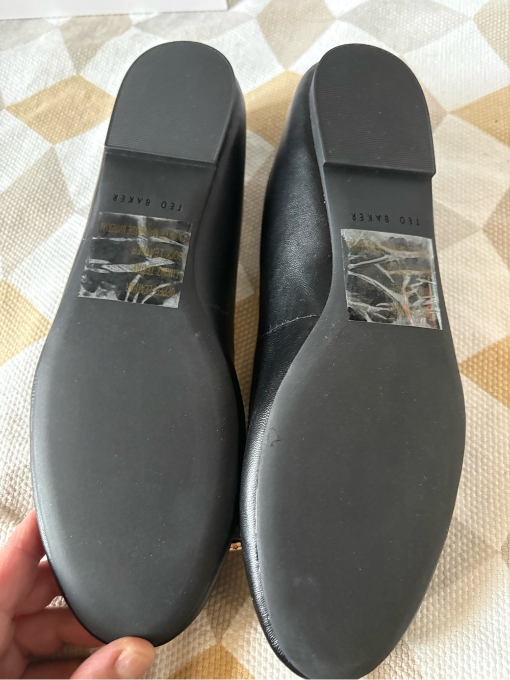 Ted Baker Black Bow Ballet Flats with Gold Accents - Picture 3 of 4